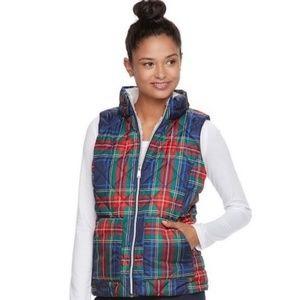 NWT Plaid Sherpa Lined Puffer Vest Small